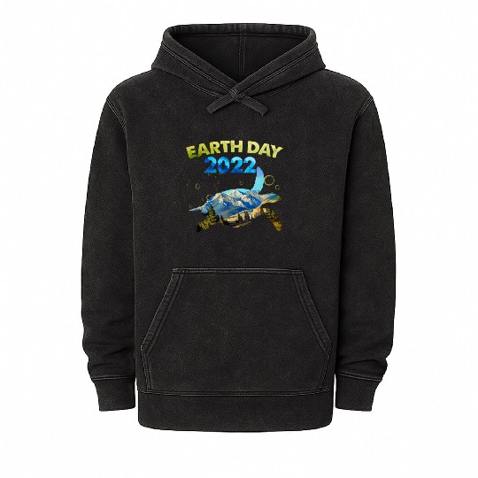Sea Turtle Earth Day Everyday 2022 Planet World Mineral Wash Hoodies