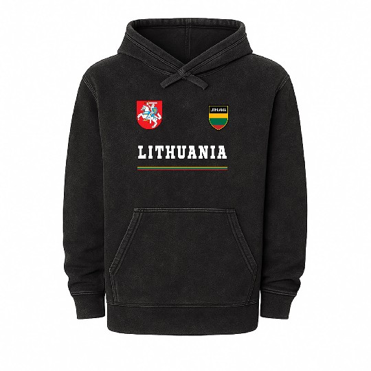 Lithuania Sport Soccer Jersey Flag Football Mineral Wash Hoodies