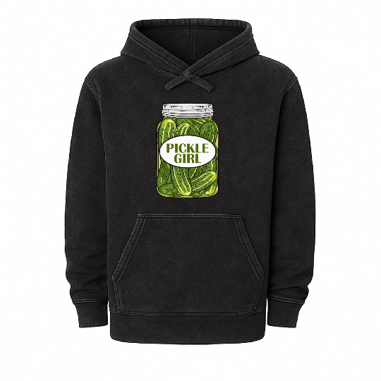 Pickle Girl Who Loves Pickles Mineral Wash Hoodies