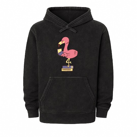 Flamingo Using A Laptop Mineral Wash Hoodies