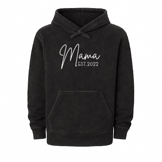 Mama Est 2022 Pocket Promoted To Mama Pregnancy Mineral Wash Hoodies