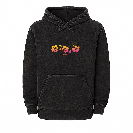 Israel Hibiscus Souvenir Vacation Mineral Wash Hoodies