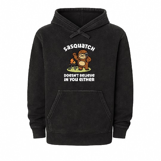 Sasquatch Bigfoot Doesn't Believe Either Summer Mineral Wash Hoodies