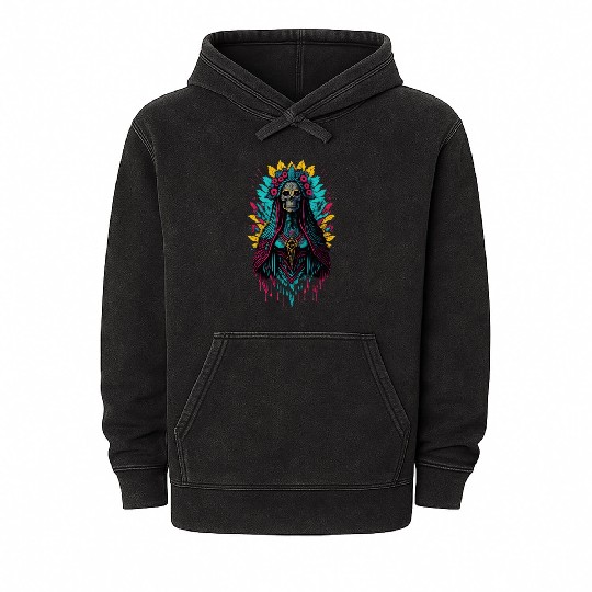 Santa Muerte de Guadalupe Mineral Wash Hoodies