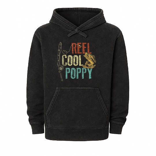 Reel Cool Poppy Fishing Grandpa Fathers Day Fisher Mineral Wash Hoodies