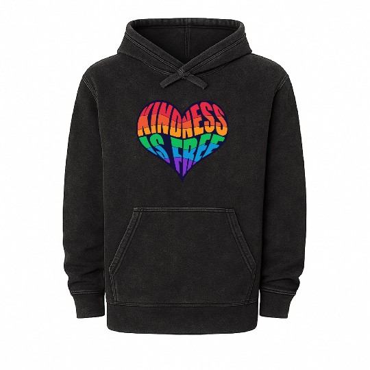 kindness is free love Mineral Wash Hoodies