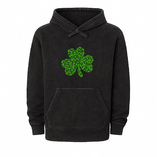 Gamer Game Shamrock St Patric Day Irish Mineral Wash Hoodies