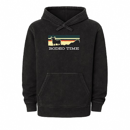 Rodeo Time Cowboy Wild West Cow Horseman Ranch Mineral Wash Hoodies