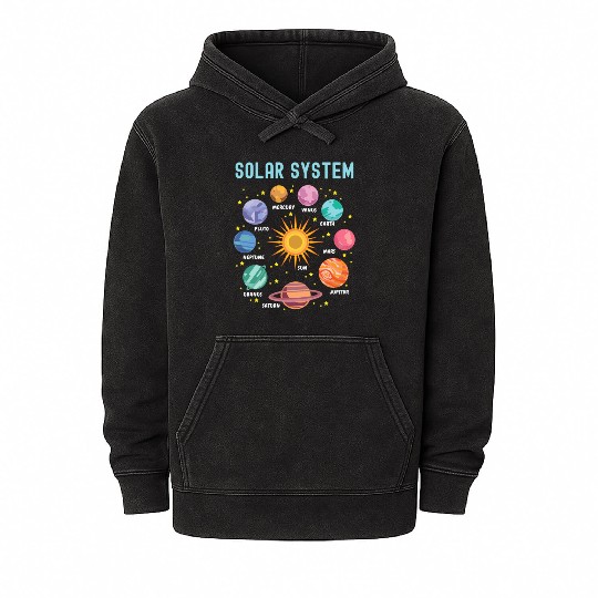 Solar System Planets Science Mineral Wash Hoodies