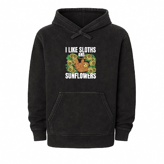 Sloth Flower Sloth Sunflower Mineral Wash Hoodies