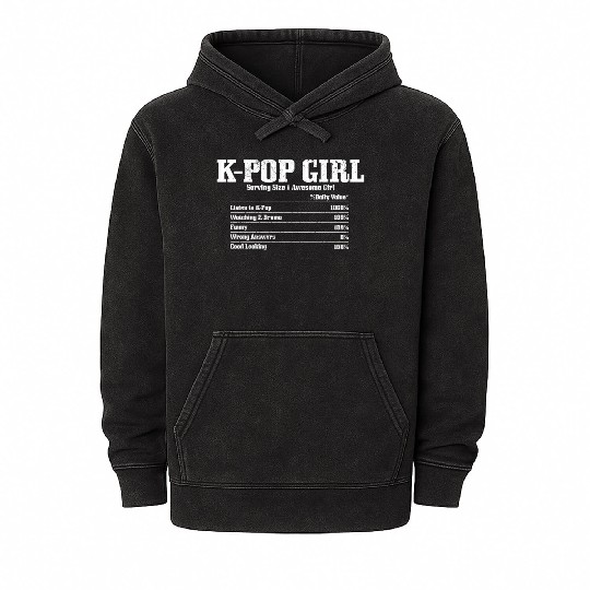 K-Pop Nutrition Facts K-Drama Korean Music Mineral Wash Hoodies