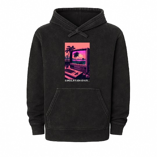 Simulation Over Retro Computer Monitor Vaporwave A Mineral Wash Hoodies