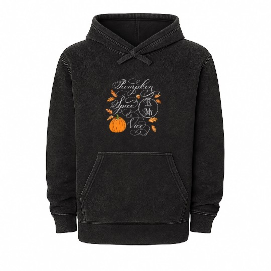 Pumpkin Spice is My Vice Fall Autumn Leaves Mineral Wash Hoodies