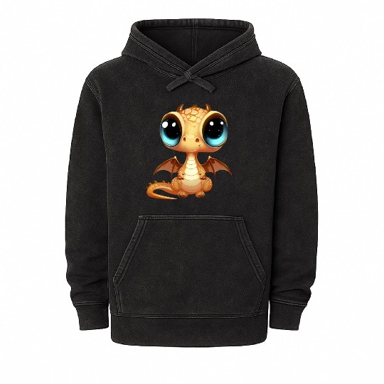 Cute Baby Dragon Puppy Mineral Wash Hoodies