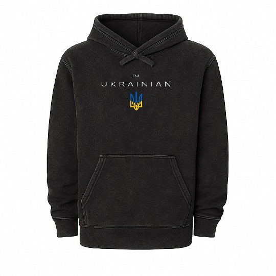 I am Ukrainian - I am from Ukraine Trident Flag Mineral Wash Hoodies