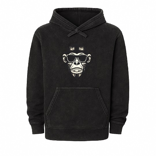 Cool Monkey with Sunglasses - Rock and Roll Design Mineral Wash Hoodies