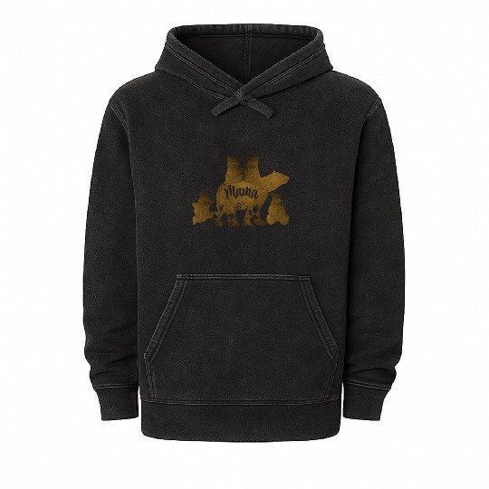 Mama Bear With 4 Cubs Mom of Four Children Gift Mineral Wash Hoodies