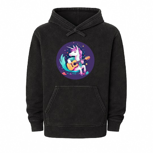 Unicorn Guitar Sunset Mineral Wash Hoodies