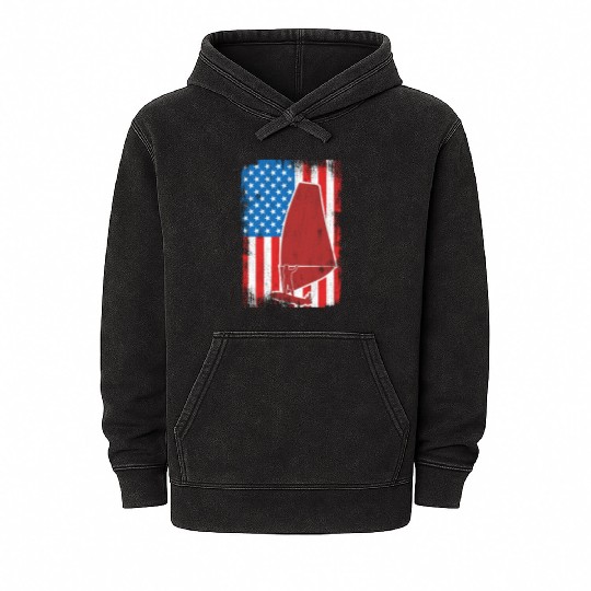USA Patriotic Windsurfer Mineral Wash Hoodies