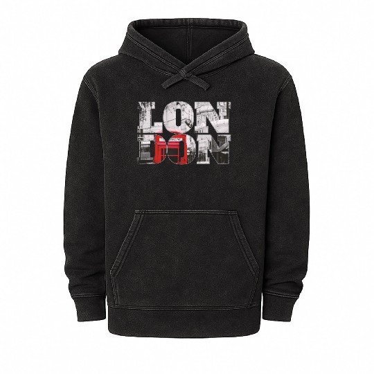 London England Phototography Illustration Mineral Wash Hoodies