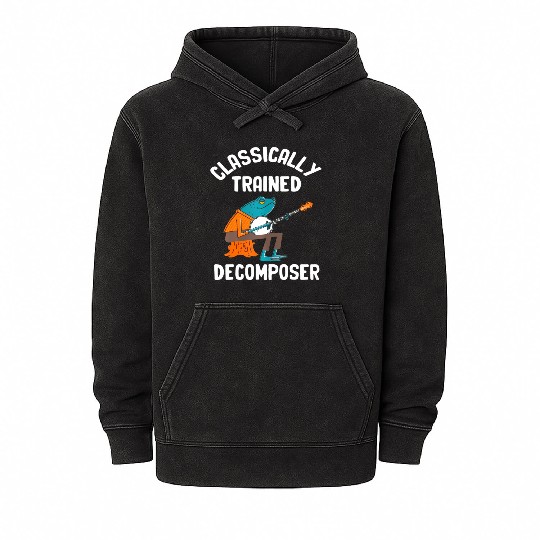 Classically Trained Decomposer Funny Frog Playing Mineral Wash Hoodies