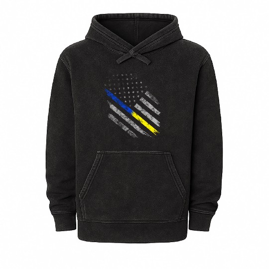 Gold Blue Line 911 Police Dispatcher First Mineral Wash Hoodies