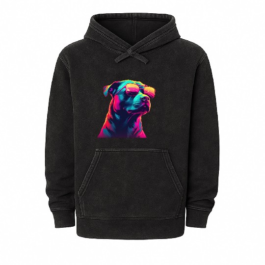 Retro Woof A Dog s Synthwave Adventure Mineral Wash Hoodies