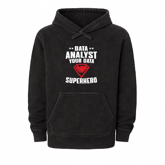 Great Data Analyst Superhero Mineral Wash Hoodies