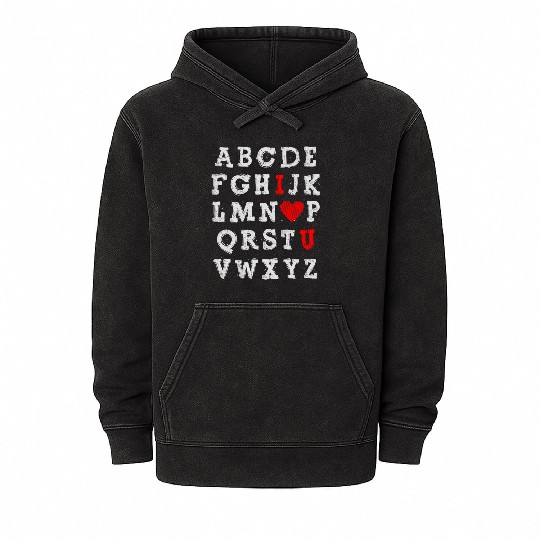 I Love You Abc Alphabet English Teacher Day Mineral Wash Hoodies