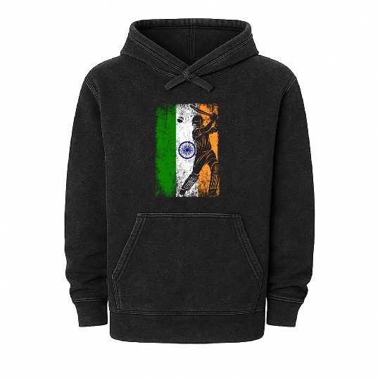 India Flag Indian Cricket Jersey Fan Player Coach Mineral Wash Hoodies
