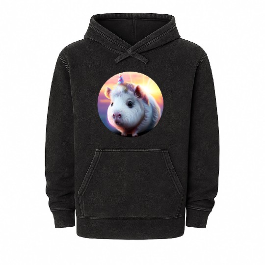 Guinea pig unicorn Mineral Wash Hoodies