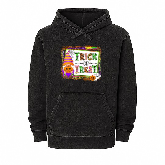 Halloween Gnomes Witch Autumn Trick Or Treat Mineral Wash Hoodies