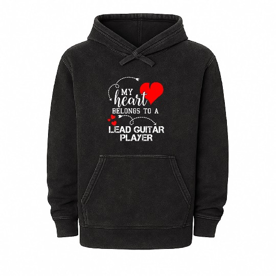 I Love My Lead Guitar Player Husband Wife Mineral Wash Hoodies