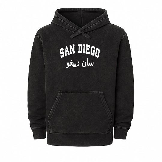 SAN DIEGO in ARABIC LETTER EID GIFT sweat Mineral Wash Hoodies