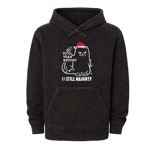 Cat Christmas In July Mid Year Report Still Mineral Wash Hoodies
