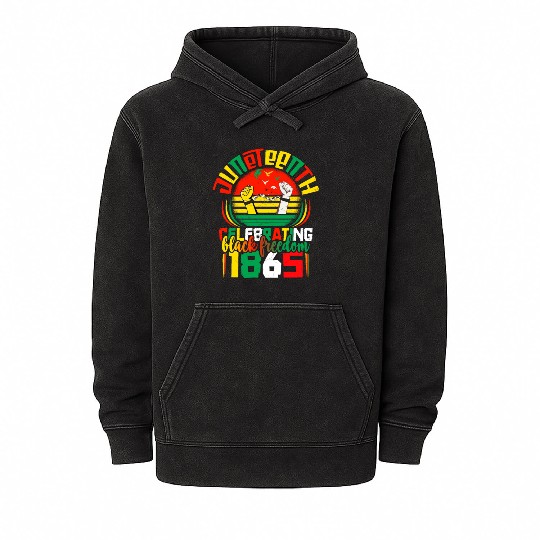 Juneteenth black freedom 1865 Apparel Mineral Wash Hoodies