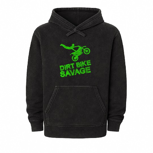 Dirt Bike Savage Motocross Distressed Youth Rider Mineral Wash Hoodies