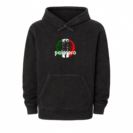 Palmero Italy Flag Native Palm Tree Italian Mineral Wash Hoodies