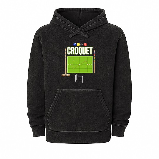 Croquet Player Garden Croquet Golf Sport Mineral Wash Hoodies