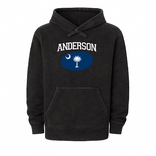 Anderson Sc South Carolina Flag Usa Sports Mineral Wash Hoodies