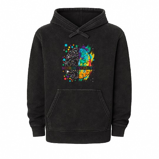 Embrace Neurodiversity Brain Autism Mineral Wash Hoodies