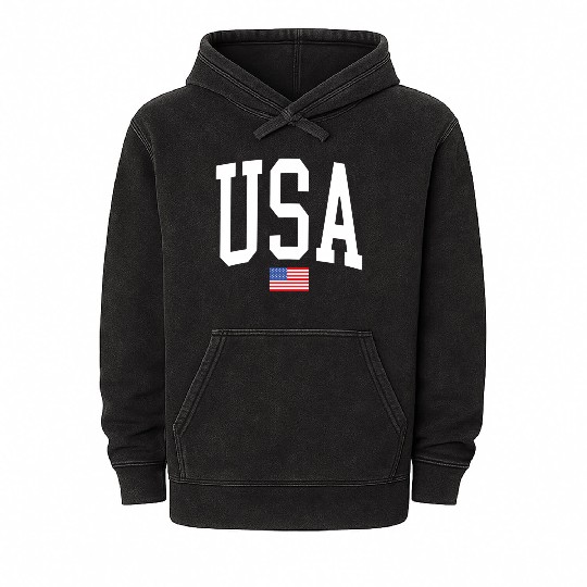 Usa American Flag Wo Patriotic July 4Th Mineral Wash Hoodies