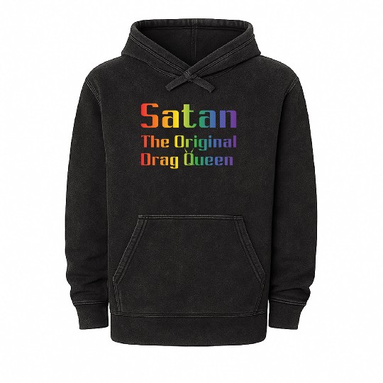 Funny Hail Gay Satan Lgbt Goth Gay Pride Baphomet Mineral Wash Hoodies