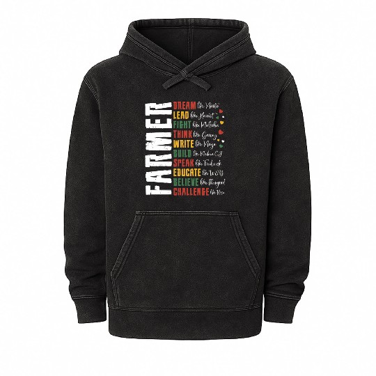 Dream Like Leaders African Farmer Black History Mineral Wash Hoodies