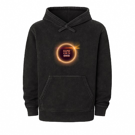Ohio Total Solar Eclipse 04082024 Totality Phases Mineral Wash Hoodies