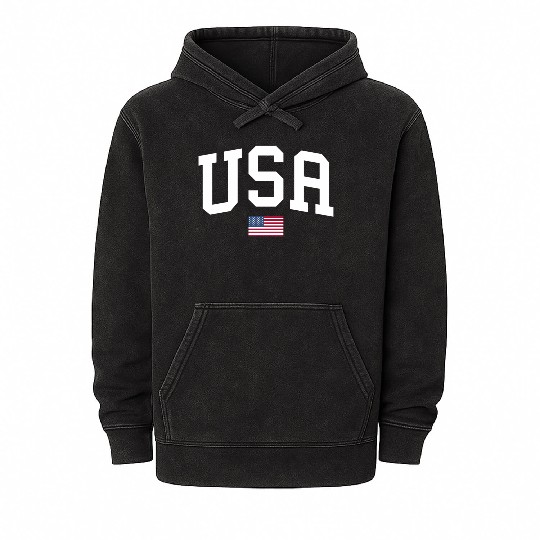 Usa Patriotic American Flag July 4Th Mineral Wash Hoodies