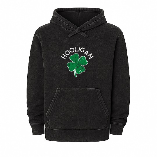 Hooligan Squad Lucky C St Patrick'S Day Distress Mineral Wash Hoodies