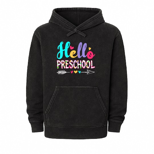 Back To School First Day Preschool Teacher Mineral Wash Hoodies