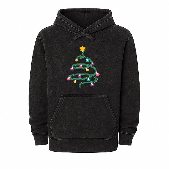 Christmas Light Christmas Tree Mineral Wash Hoodies