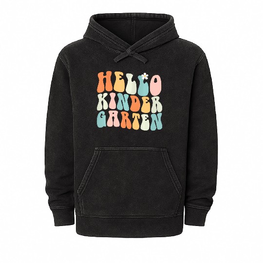 Hello Kindergarten Teacher Team Back To School Mineral Wash Hoodies